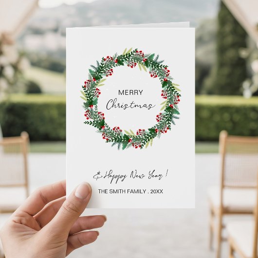 Waterverf kerstvakantie feest wintergroen kaart