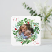 Waterverf Kerstvakantie FOTO Krans Vrede Feestdagenkaart (Staand voorkant)