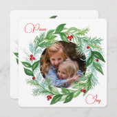 Waterverf Kerstvakantie FOTO Krans Vrede Feestdagenkaart (Voorkant / Achterkant)