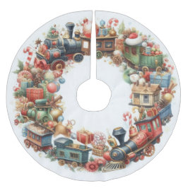 Waterverf kerstvakantie grillige treinen kerstboom rok