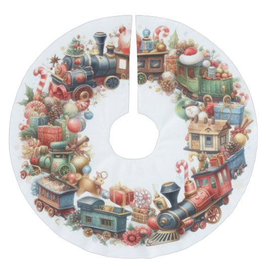 Waterverf kerstvakantie grillige treinen kerstboom rok (Voorkant)