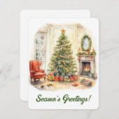 Waterverf kerstvakantie Kaart (Voorkant / Achterkant)