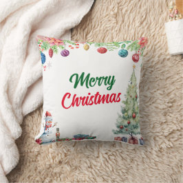Waterverf Kerstvakantie Kussen