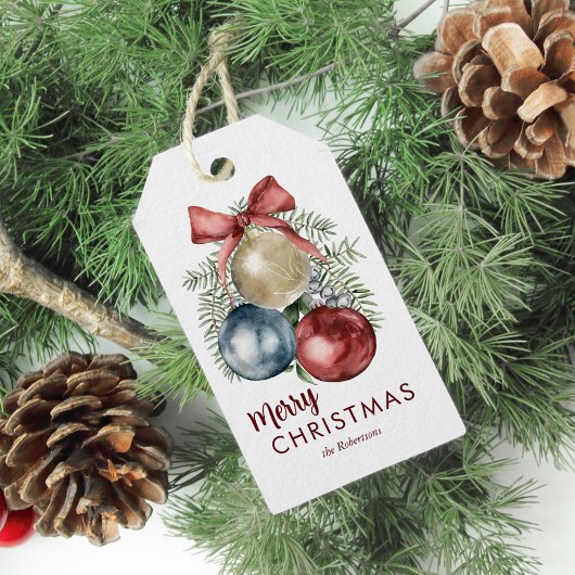 Waterverf kerstvakantie Ornamenten Cadeaulabel