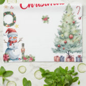Waterverf Kerstvakantie Theedoek (Gevouwen)