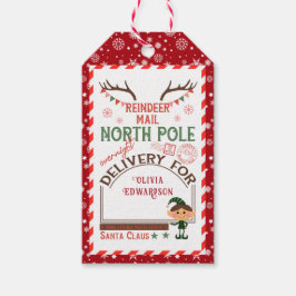 Waterverf kerstvakantie van Santa cadeau presse Cadeaulabel