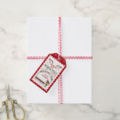 Waterverf kerstvakantie van Santa cadeau presse Cadeaulabel (Met Touw)