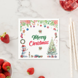 Waterverf Kerstvakantiefeest Servet
