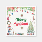 Waterverf Kerstvakantiefeest Servet (Voorkant)