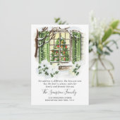 Waterverf kerstvakantiehuis met kerst aankondiging (Staand voorkant)