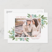 Waterverf kerstval Foto Save the Date Aankondigingskaart (Voorkant / Achterkant)