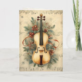 Waterverf Kerstvel Bladmuziek Cello Feestdagen Kaart (Achterkant)