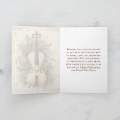 Waterverf Kerstvel Bladmuziek Cello Feestdagen Kaart (Binnen)