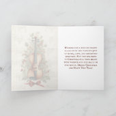  Waterverf Kerstvel Bladmuziek Viool Feestdagen Kaart (Binnen)