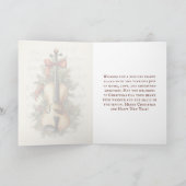  Waterverf Kerstvel Bladmuziek Viool Feestdagen Kaart (Binnen)