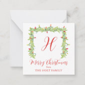 Waterverf Kerstverlichting Garland Enclosure Notitiekaartje (Voorkant)