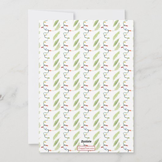 Waterverf Kerstverlichting Garland Feestdagenkaart (Achterkant)