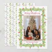 Waterverf Kerstverlichting Garland Feestdagenkaart (Voorkant / Achterkant)