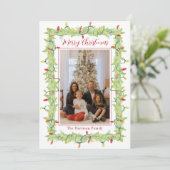 Waterverf Kerstverlichting Garland Feestdagenkaart (Staand voorkant)