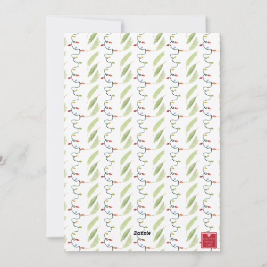 Waterverf Kerstverlichting Garland Feestdagenkaart (Achterkant)