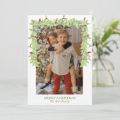 Waterverf Kerstverlichting Garland Foto Feestdagenkaart (Staand voorkant)