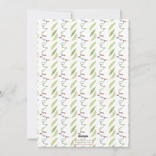 Waterverf Kerstverlichting Garland Foto Feestdagenkaart (Achterkant)