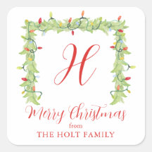 Waterverf Kerstverlichting Garland Monogram