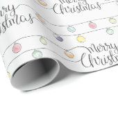 Waterverf kerstverlichting Vrolijk kerstfeest Cadeaupapier (Rol Hoek)