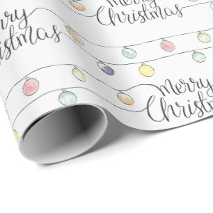 Waterverf kerstverlichting Vrolijk kerstfeest Cadeaupapier