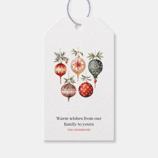 Waterverf kerstversiering Cadeaulabel (Voorkant)