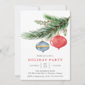 Waterverf Kerstversiering Dennenfeest Kaart (Voorkant)