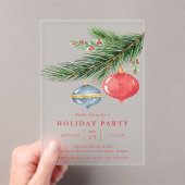 Waterverf kerstversiering dennenvakantie feest acryl uitnodigingen (Insitu (Draagbaar))