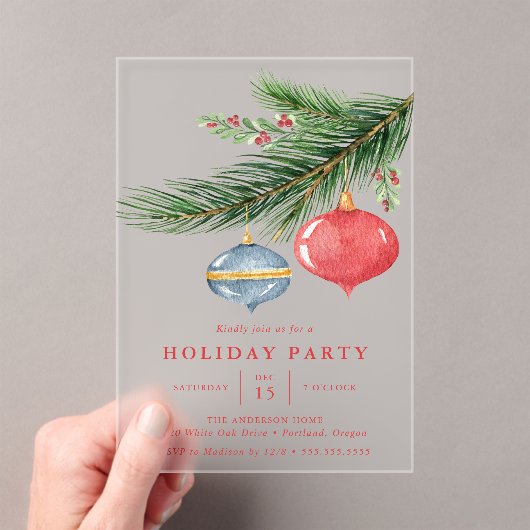 Waterverf kerstversiering dennenvakantie feest acryl uitnodigingen (Insitu (Draagbaar))