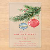 Waterverf kerstversiering dennenvakantie feest acryl uitnodigingen (Voorkant)
