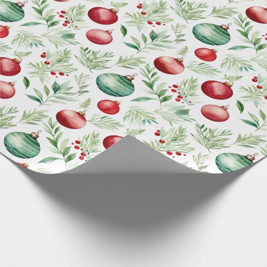 Waterverf kerstversiering en maretak cadeaupapier (Hoek)