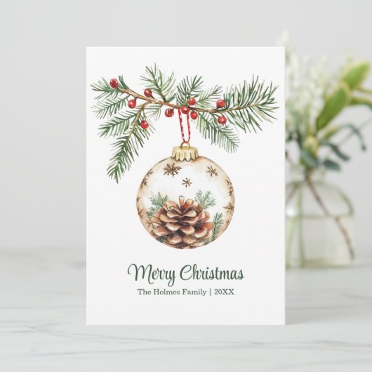  Waterverf kerstversiering Feestdagenkaart (Staand voorkant)