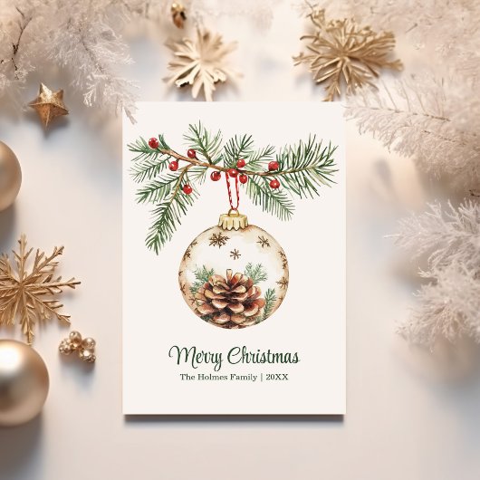 Waterverf kerstversiering Feestdagenkaart