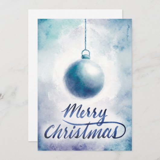 Waterverf kerstversiering feestdagenkaart (Voorkant / Achterkant)