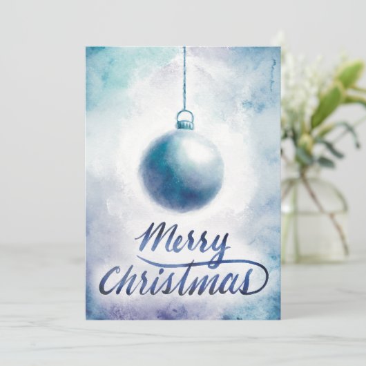 Waterverf kerstversiering feestdagenkaart (Staand voorkant)