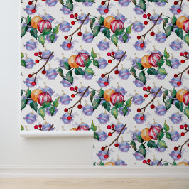 Waterverf kerstversiering goud rood behang