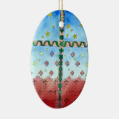 Waterverf kerstversiering keramisch ornament (Rechts)