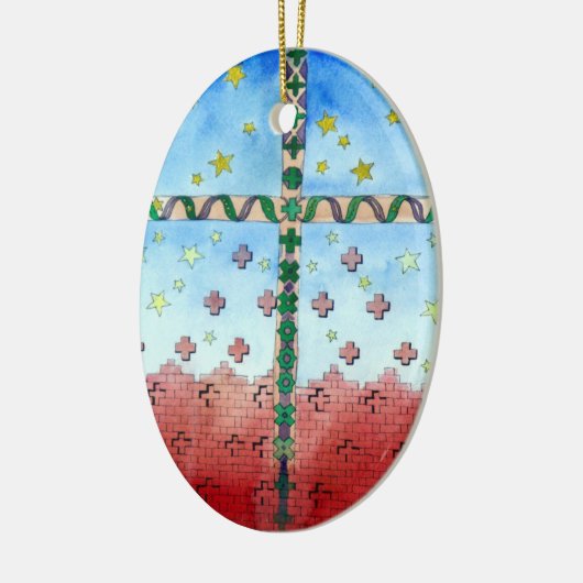 Waterverf kerstversiering keramisch ornament (Links)