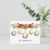 Waterverf kerstversiering Poinsettia Aangepast Briefkaart (Staand voorkant)