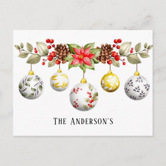 Waterverf kerstversiering Poinsettia Aangepast Briefkaart (Voorkant)