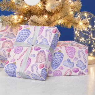 Waterverf kerstversiering, snoepriet cadeaupapier