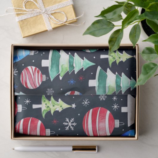 Waterverf kerstversiering tissuepapier (Geschenk)