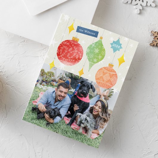 Waterverf kerstversiering vakantiefoto briefkaart
