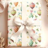 Waterverf kerstversiering vakantiepatroon cadeaupapier