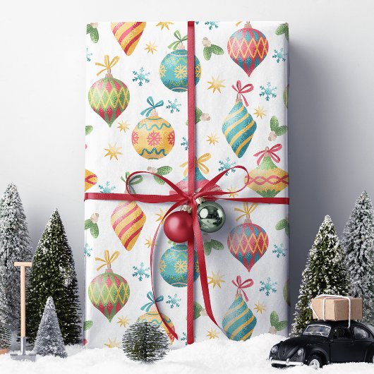 Waterverf kerstversiering vakantiepatroon cadeaupapier