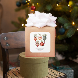 Waterverf kerstversiering Vierkante Sticker